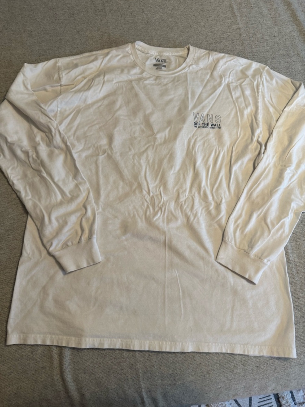 Vans White Long Sleeve Crew with Small Chest Print